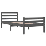 Cadre de lit sans matelas gris bois massif 100x200 cm