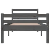 Cadre de lit sans matelas gris bois massif 100x200 cm