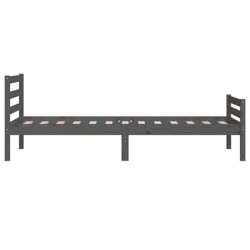 Cadre de lit sans matelas gris bois massif 100x200 cm