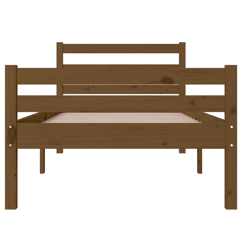 Cadre de lit sans matelas marron miel bois massif 100x200 cm