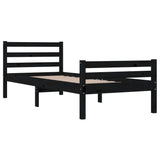 Cadre de lit sans matelas noir bois massif 100x200 cm