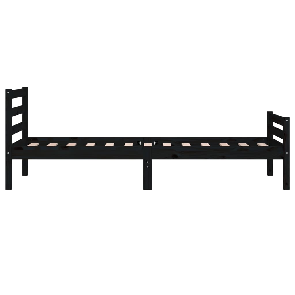 Bed frame without mattress black solid wood 100x200 cm