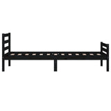 Cadre de lit sans matelas noir bois massif 100x200 cm