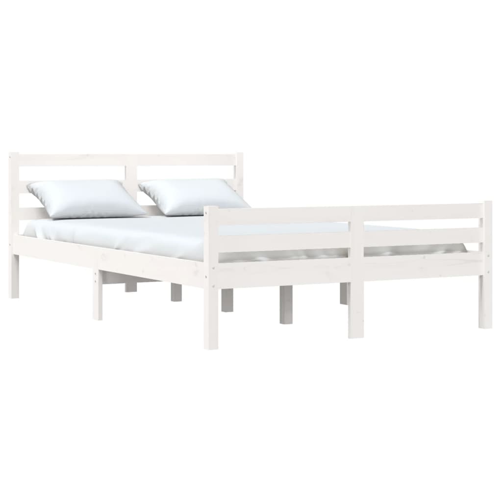 Cadre de lit sans matelas blanc bois massif 120x200 cm