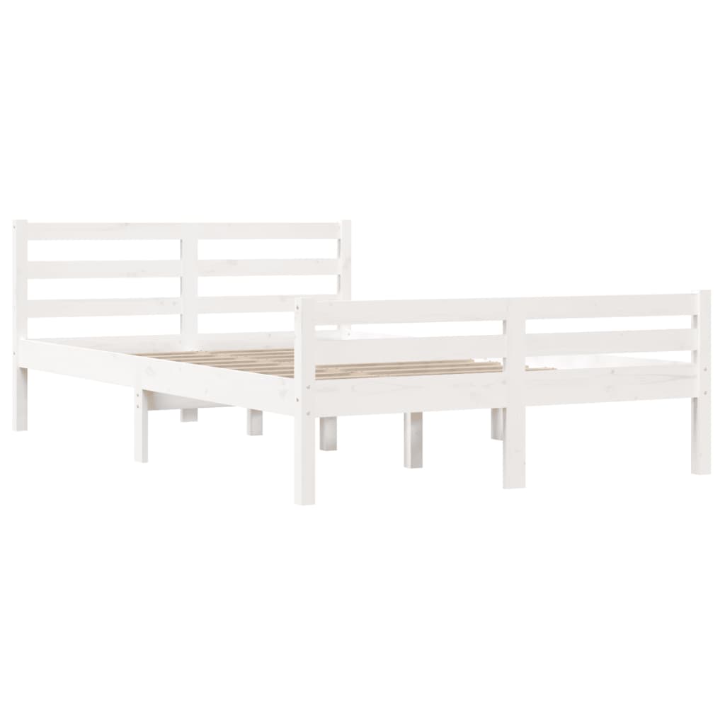 Cadre de lit sans matelas blanc bois massif 120x200 cm