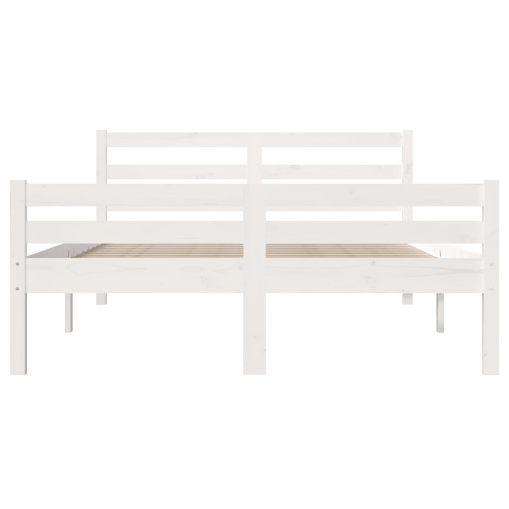 Cadre de lit sans matelas blanc bois massif 120x200 cm