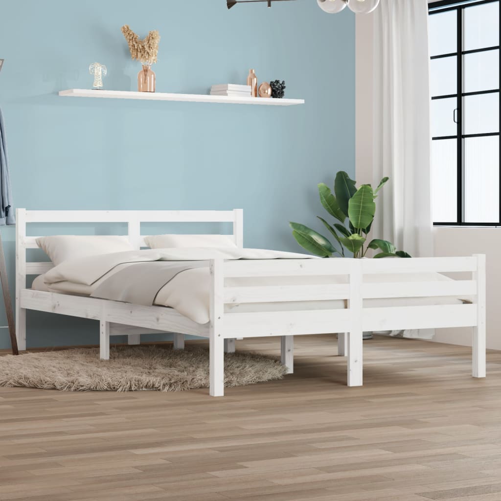 Cadre de lit sans matelas blanc bois massif 120x200 cm