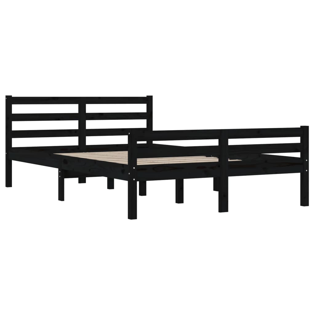 Bed frame without mattress black solid wood 120x200 cm