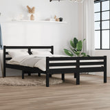 Bed frame without mattress black solid wood 120x200 cm