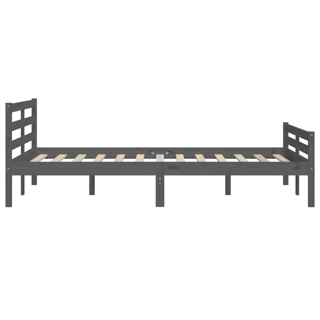 Bed frame without mattress gray solid wood 140x200 cm