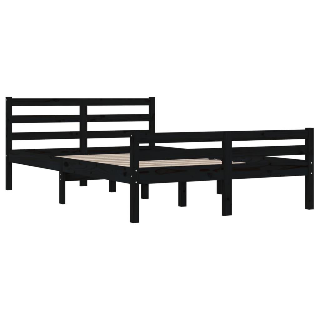 Bed frame without mattress black solid wood 140x200 cm