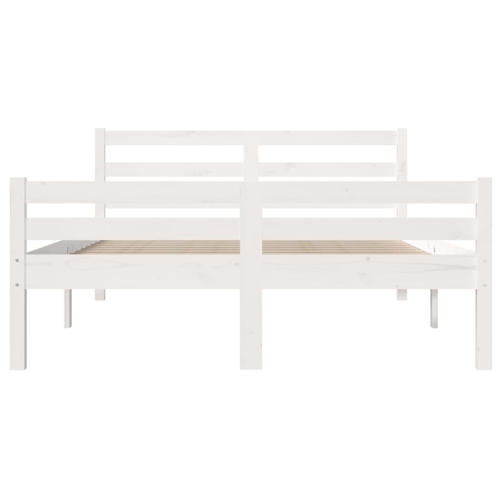 Bed frame without mattress white solid wood 150x200 cm