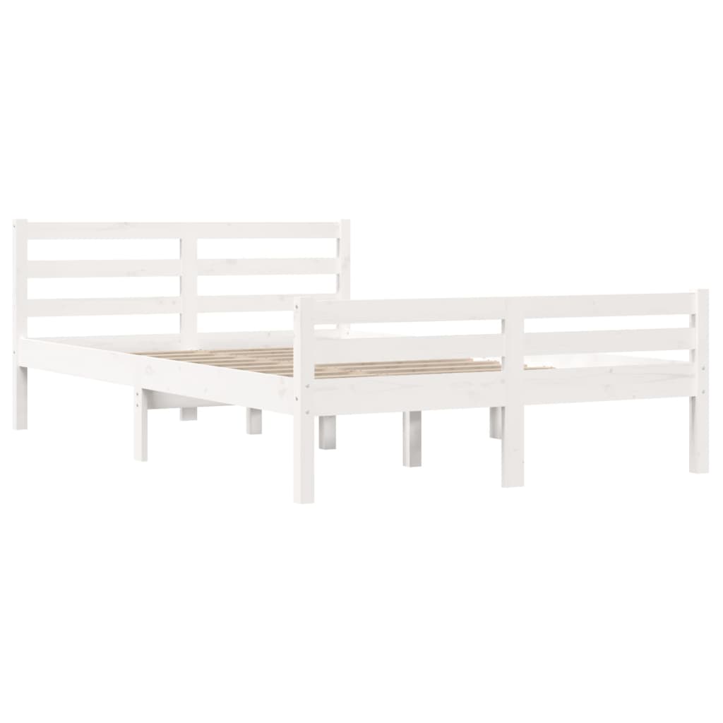 Bed frame without mattress white solid wood 160x200 cm