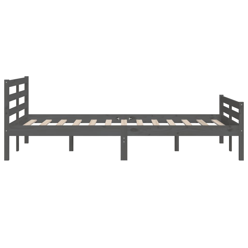 Bed frame without mattress gray solid wood 160x200 cm