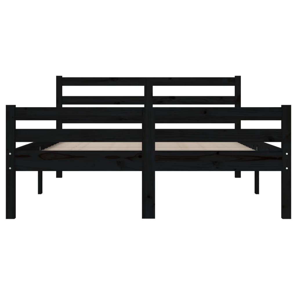 Bed frame without mattress black solid wood 160x200 cm