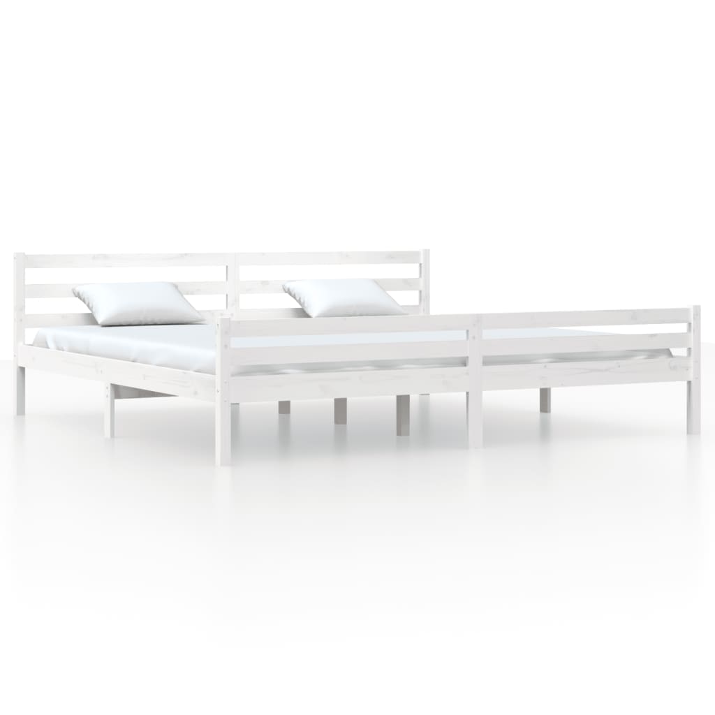 Bed frame without mattress white solid wood 180x200 cm