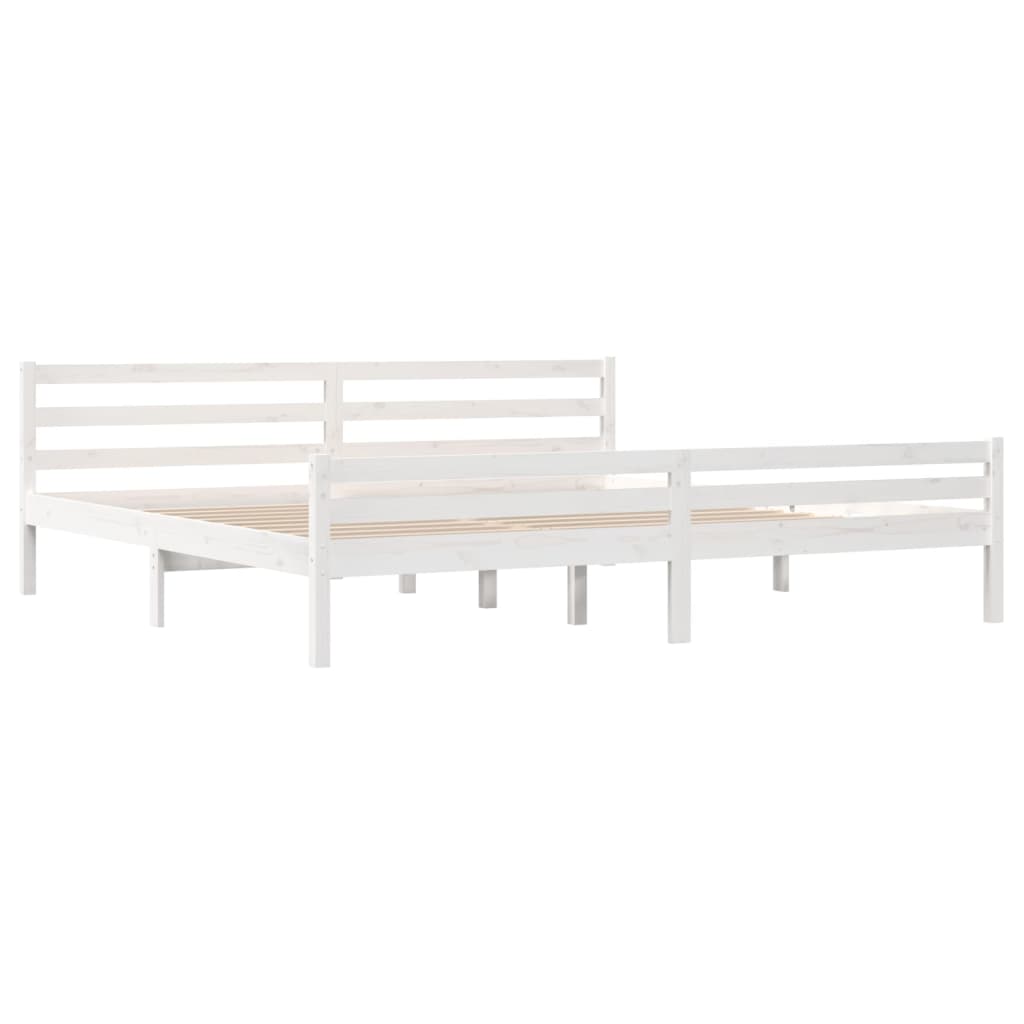 Bed frame without mattress white solid wood 180x200 cm