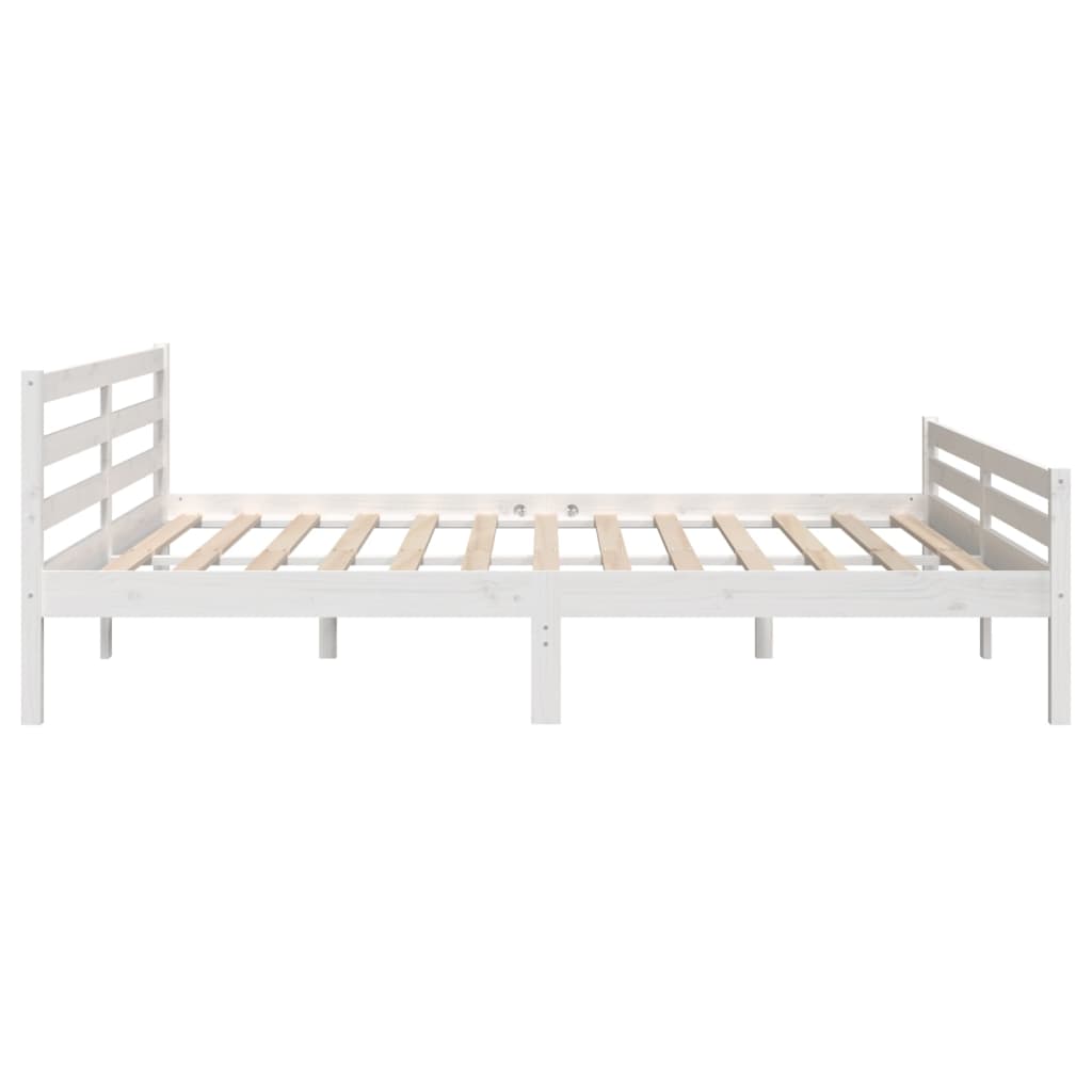 Bed frame without mattress white solid wood 180x200 cm