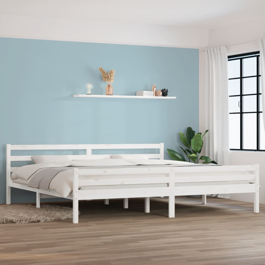 Bed frame without mattress white solid wood 180x200 cm