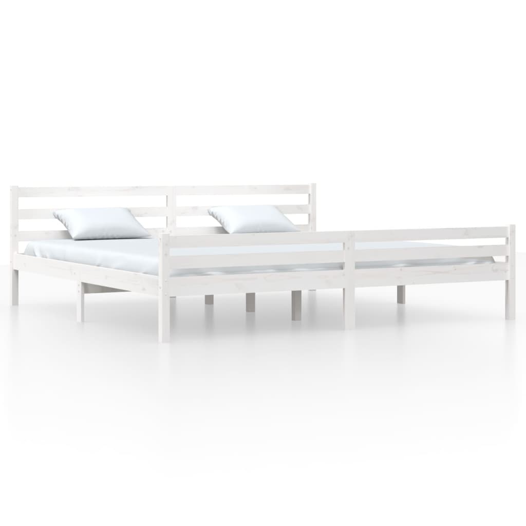 Cadre de lit sans matelas blanc bois massif 200x200 cm