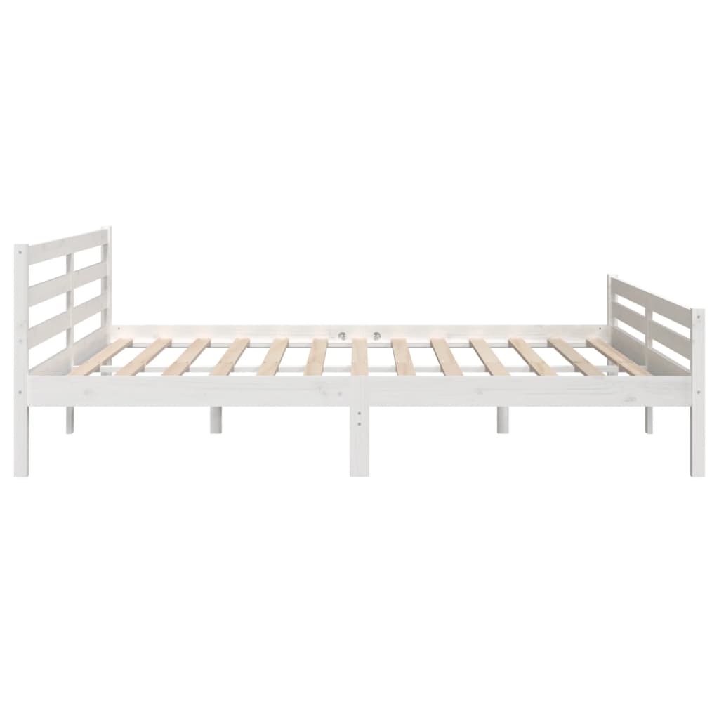 Cadre de lit sans matelas blanc bois massif 200x200 cm