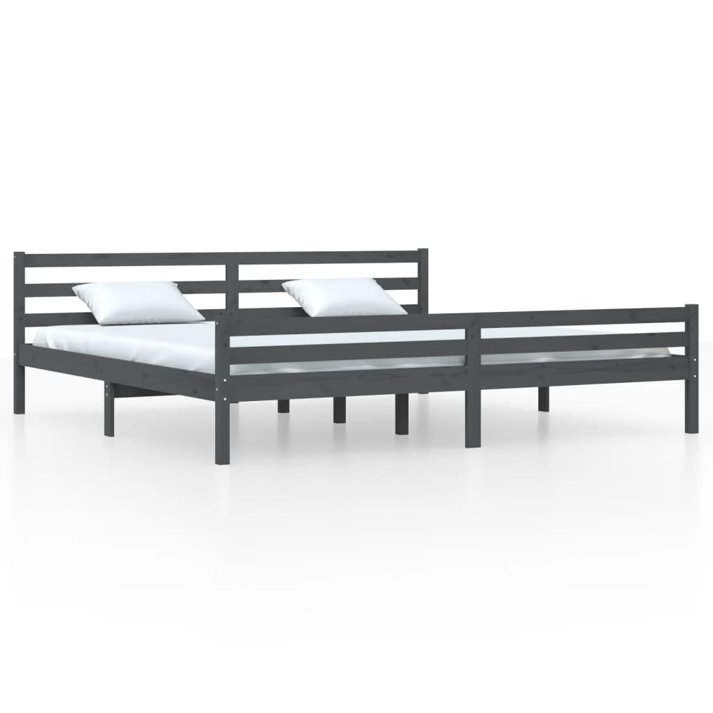 Bed frame without mattress solid wood gray 200x200 cm