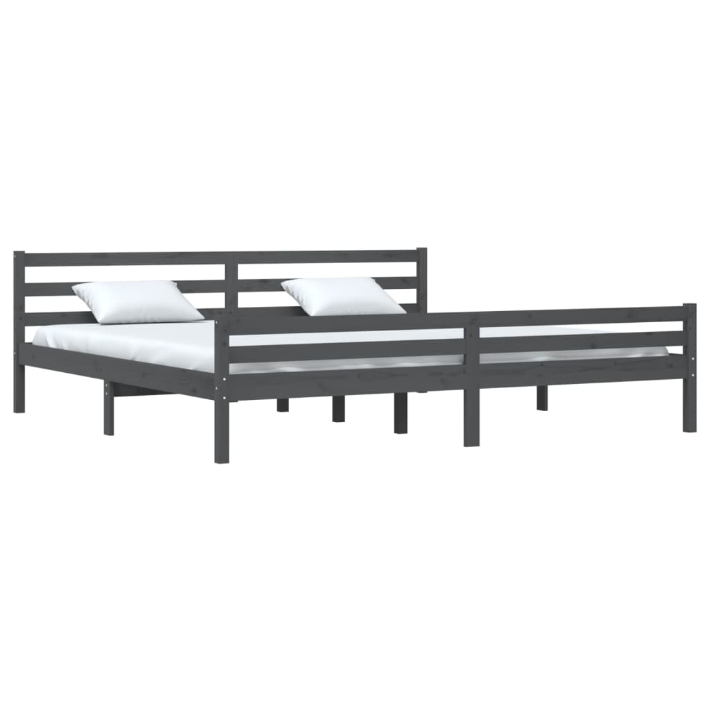 Bed frame without mattress solid wood gray 200x200 cm