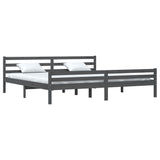 Cadre de lit sans matelas bois massif gris 200x200 cm