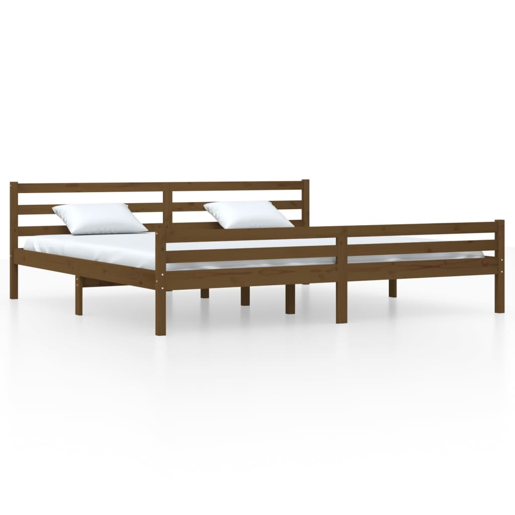 Bed frame without mattress honey brown solid wood 200x200 cm