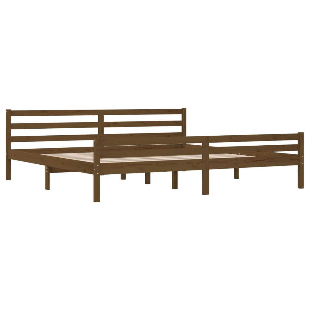 Cadre de lit sans matelas marron miel bois massif 200x200 cm