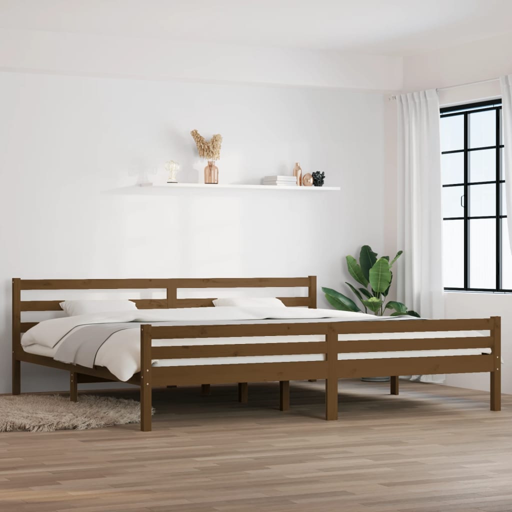 Cadre de lit sans matelas marron miel bois massif 200x200 cm