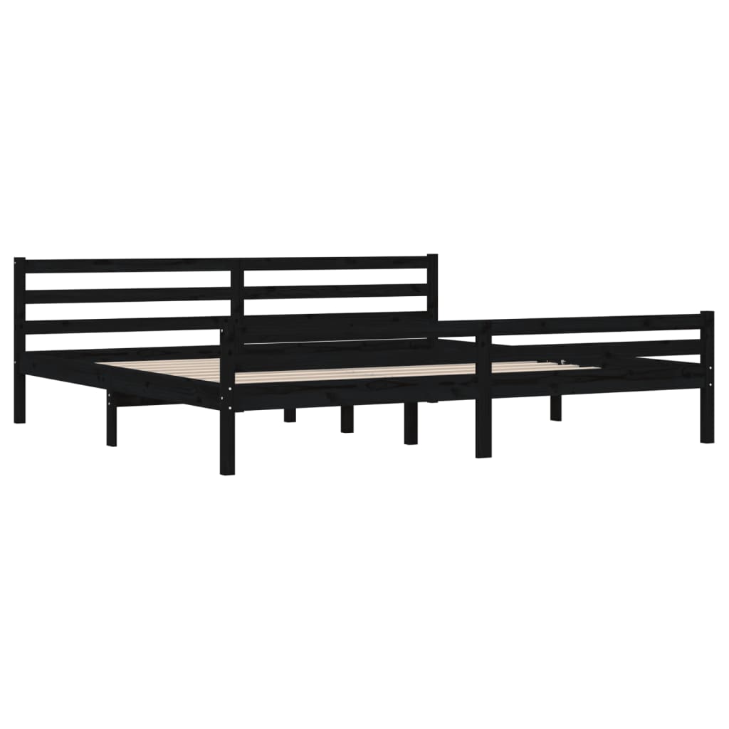 Cadre de lit sans matelas noir bois massif 200x200 cm