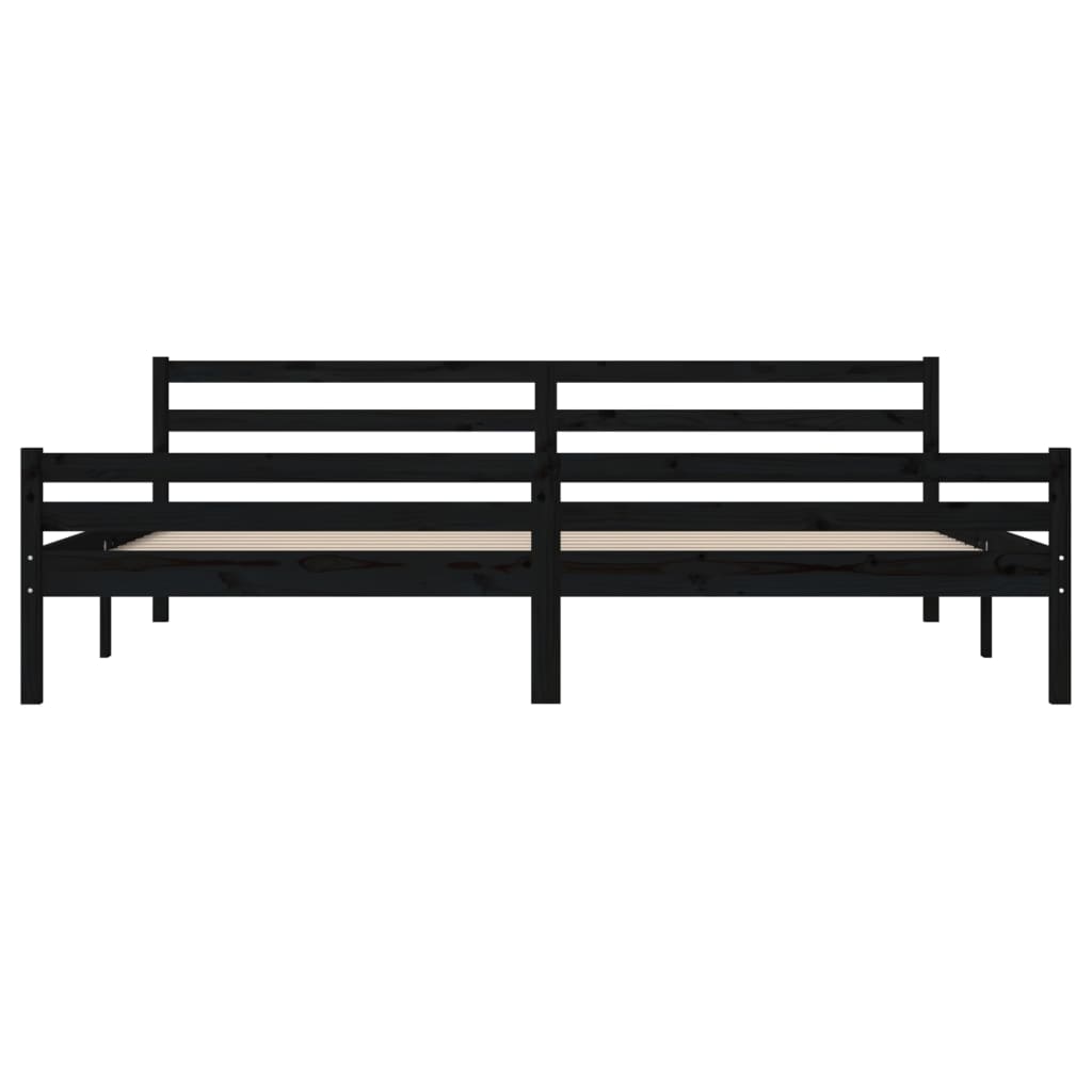 Bed frame without mattress black solid wood 200x200 cm