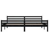 Cadre de lit sans matelas noir bois massif 200x200 cm