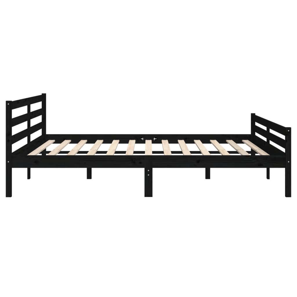 Cadre de lit sans matelas noir bois massif 200x200 cm