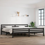 Cadre de lit sans matelas noir bois massif 200x200 cm