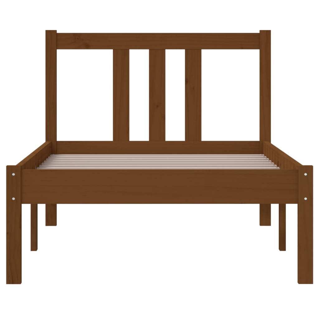 Bed frame without mattress honey brown solid wood 75x190 cm