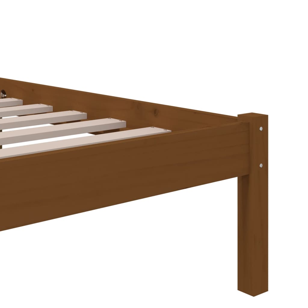 Bed frame without mattress honey brown solid wood 75x190 cm