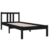 Bed frame without mattress black solid wood 75x190 cm