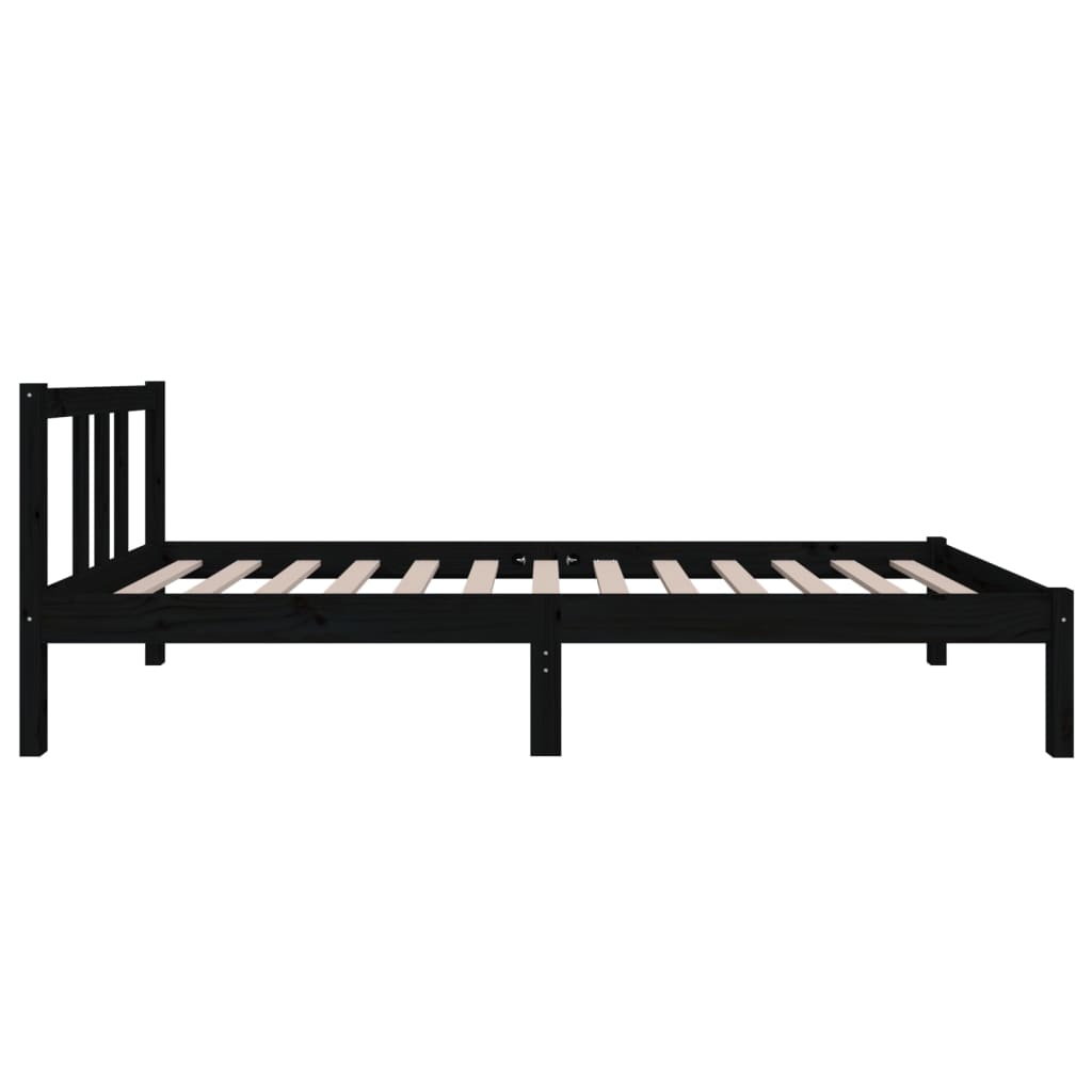 Bed frame without mattress black solid wood 75x190 cm