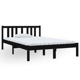 Cadre de lit sans matelas noir bois massif 120x190 cm