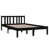 Cadre de lit sans matelas noir bois massif 120x190 cm