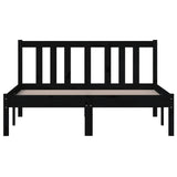 Cadre de lit sans matelas noir bois massif 120x190 cm