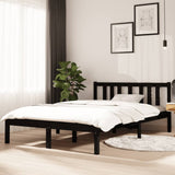 Cadre de lit sans matelas noir bois massif 120x190 cm