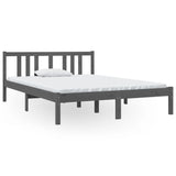 Bed frame without mattress gray solid wood 135x190 cm