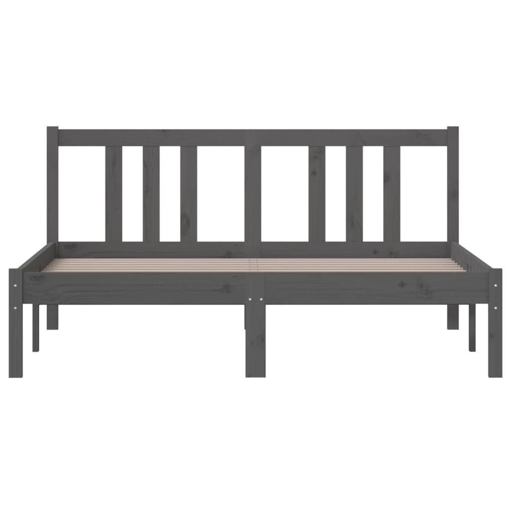 Bed frame without mattress gray solid wood 135x190 cm