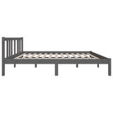 Bed frame without mattress gray solid wood 135x190 cm