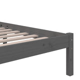 Bed frame without mattress gray solid wood 135x190 cm