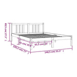 Bed frame without mattress gray solid wood 135x190 cm