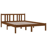 Bed frame without mattress honey brown solid wood 135x190 cm